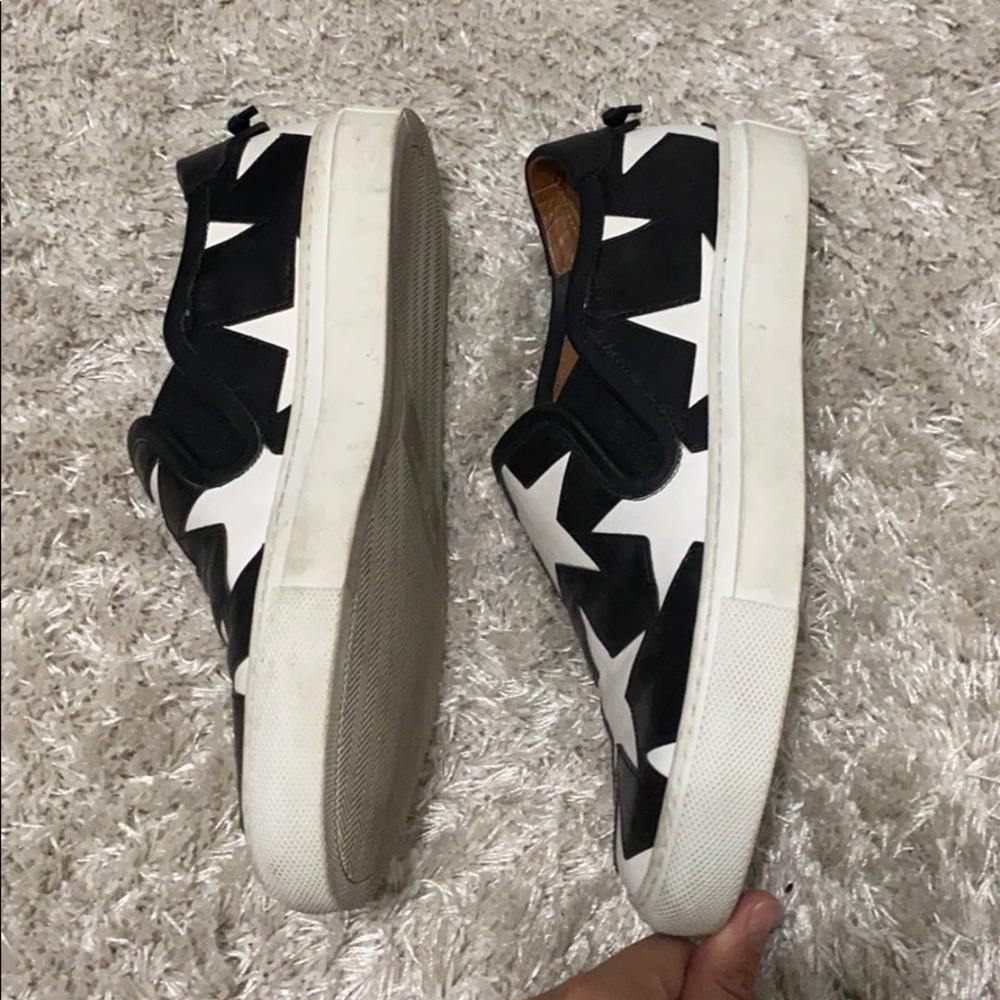 Givenchy Black Leather Slip-On Espadrilles with White Star Appliqués - Picture 6 of 9